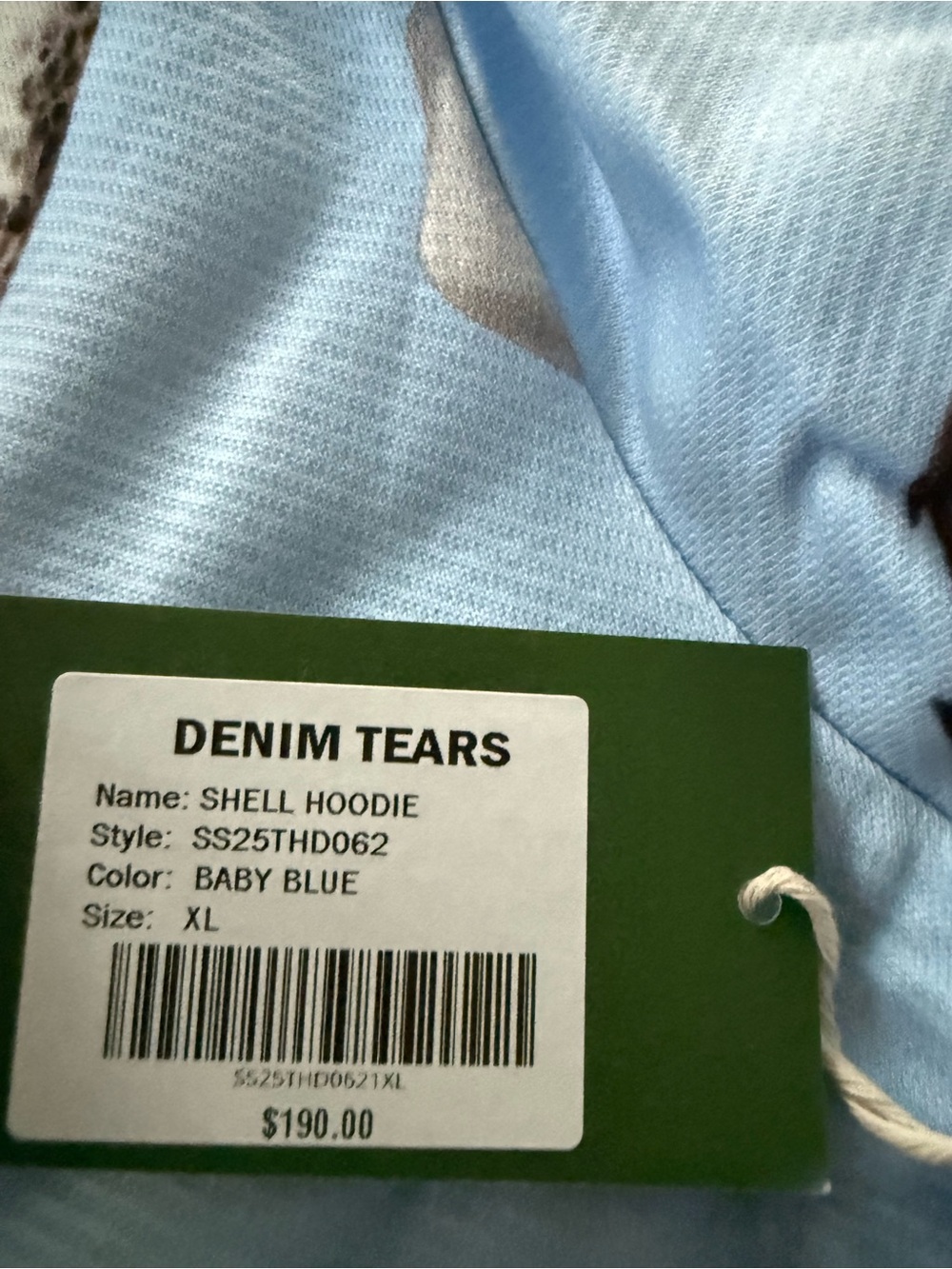 Denim Tears Men’s Shell Hoodie in Baby Blue - Picture 2 of 7